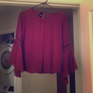 Purple/Red Crochet Sleeve Top (M)